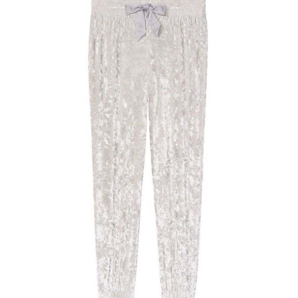 VICTORIAS SECRET women’s silver/pearlescent crushed velvet velour lounge jogger